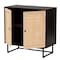 Baxton Studio Declan MidCentury Modern Espresso Brown Finished Wood and Natural Rattan 2Door Storage Cabinet 221-12472-ZORO - alternate 5